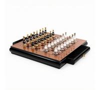 Wmqbjta Chess Board Game Wooden Chess Set Board Pieces Storage Drawers Classic Table Game Polished Carved Figures Sl heckered Board Wood And Zinc Alloy, 40 40 6CM, Camel Curved Edge 7.8KG