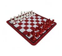 Wmqbjta Chess Game Set Featuring Board Sturdy Pieces Flexible Roll-Up for Transport Educational Tool for Kids and Beginners Suitable for Picnic Party Birthday Gift Giving, Red White