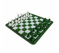 Wmqbjta Chess Game Set Featuring Board Sturdy Pieces Flexible Roll-Up for Transport Educational Tool for Kids and Beginners Suitable for Picnic Party Birthday Gift Giving, Green White