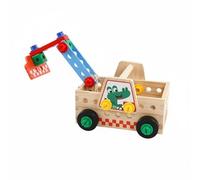 Wmqbjta Children Assembly Bus Wooden Screw Toy Activity Board Pretend Play Set Tool Kit With Carry Handle And Compact Wooden Build Suitable for on the go play daycare preschool classrooms