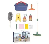 Wmqbjta Children Cleaning Playset Kids Cleaning Tools Mop Broom Dustpan Spray Bottle Educational Pretend Toy With Adjustable Handles And Storage Bin suitable , 11-Piece Sealed Box