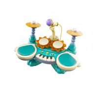 Wmqbjta Children Learning Keyboard Electronic Drum Piano Toy With Multi Part Drum Pads Compact Keys Voice Input For Rhythm Discovery And Play Suitable for, Lake Blue