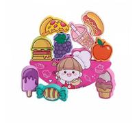 Wmqbjta Children Stacking Game Wooden Food Theme Puzzle Pieces Early Development Learning Through Play Educational Playset Suitable for preschool learning classroom activities