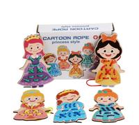 Wmqbjta Children Threading Board Wooden Lacing Toy Rope Threading Game Early Skills Activity Colorful Cords Guided Lacing Suitable Occupational Practice, Princess Style Lacing Game