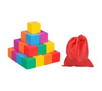 Wmqbjta Counting Sorting Cube Blocks Educational Math Toy Colorful Square Wooden Blocks for DIY Craft, 2.5cm 30pcs