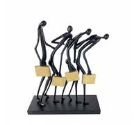 Wmqbjta Decorative Sculpture Modern Figurine Statue Ornament Abstract Human Figure With Briefcase In Alloy With Textured Spray Paint Finish Suitable for, Gold, 42-14-52cm