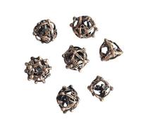 Wmqbjta Dungeon With 7 Piece Metal Polyhedral Dice Set Featuring Openwork Dragon Design Engraved Numbers For Tabletop Role Playing Board Games Suitable For And Dragons Enthusiasts, Antique Copper