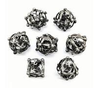 Wmqbjta Dungeon With 7 Piece Metal Polyhedral Dice Set Featuring Openwork Dragon Design Engraved Numbers For Tabletop Role Playing Board Games Suitable For And Dragons Enthusiasts, Antique