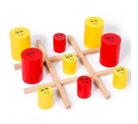 Wmqbjta Educational Board Game Strategy Wooden Puzzle Family Board Game Memory Challenge Tabletop Skill Development Suitable for Kids Home Classroom, Wooden Tic-Tac-Toe with Stacking Pieces