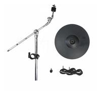 Wmqbjta Electronic Cymbal Pad Triple Zone Drum Cymbal Pad Crash Hat Pad Rubber Metal Quiet Strike Spring Back Feel for home production live shows, 3-Trig Round Slant