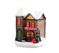 Wmqbjta Holiday Decorative House Lighted Miniature Cottage Tabletop Ornament Snowy Hamlet With Resin Build And Soft Lighting Suitable for holiday display home, size to 1, style to 1