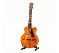 Wmqbjta Mini Guitar Model with Fretted Neck Glossy Finished Surface, Music Themed, Guitar Shaped Decorative Display Piece, for Vehicle Interior, Orange, 14CM
