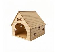 Wmqbjta Miniature Dollhouse Dog House Accessory Pet Shelter Model Wood Construction With Bone Cutout And Slat Panels Suitable for dollhouse decoration home, 6-Point Miniature Dog House