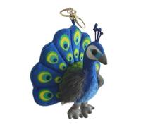 Wmqbjta Peacock Keychain Pendant Cute Stuffed Animal Toy Decorative Backpack Charm Soft PP Material Suitable for Children Birthday Gift Bag Decora, Blue