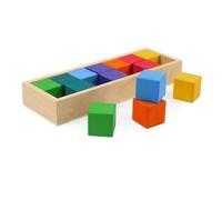 Wmqbjta Rainbow Building Blocks Wooden Educational Construction Toy Geometric Shape Sorting Stackable Play Set Fine Motor Skills Training Suitable for, Square
