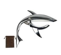 Wmqbjta Shark Capo for Guitar with Spring Clip, Zinc Alloy Tone Device for Bass And Ukulele, silver