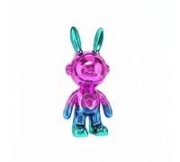 Wmqbjta Space Themed Statue Astronaut Hare Figurine Bunny Sculpture Resin Decor Bright Electroplated Finish Modern Aesthetic Sophisticated Contemporary Touch, Blue Purple
