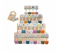 Wmqbjta Toy Alphabet Game Set With Wooden Letter Sorting Blocks Flower Matching Puzzle Spelling Board Learning Cards Early Literacy Practice suitable for daycare playroom