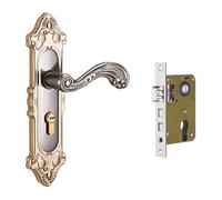 Wmqbjta Vintage Door Lock, Mechanical Door Handle with Insert Cylinder, Made of Aluminum and Accessories for Bedroom Area, Style L