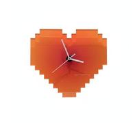 Wmqbjta Wall Clock Modern Heart Shape Silent Acrylic Timepiece Minimalist Decorative Art Suitable for Bedroom Study Living Room, Sunset Orange, Large 27 30cm