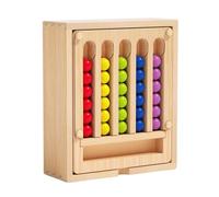 Wmqbjta Wooden Bead Game Educational Bead Sorting Activity With Tongs And Spoon For Color Recognition Pattern Card Play Fine Motor Skill Development Suitable for classroom use