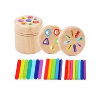 Wmqbjta Wooden Color Sorting Sticks, Sensory Education Toy, Fine Motor Skills Matching Game, Shape Learning for Children, Suitable for, 3 in 1
