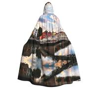 WMSYJHLA Dublin Ireland Ha Penny Bridge River Halloween Unisex Hooded Cloak Cape Robe Christmas Fancy Dress Costumes For Adults Vampire Witch