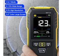 WMT-10 Wood Moisture Meter, Inductive 4-in-1 Humidity Tester for Wood and Wall, 0-75% Measurement Range, 2.4-inch Color Screen, Data Storage for 30 Readings,