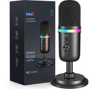 WMT USB Microphone - Condenser Gaming Microphone for PC/MAC/PS4/PS5/Phone- Cardioid Mic with Brilliant RGB Lighting Headphone Output Volume Control, Mute Button, for Streaming Podcast YouTube Discord