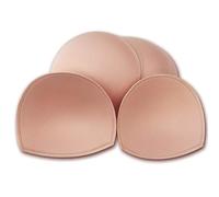 WMugthome 3 Pairs Sew Bra Pad Insert with A/B/C/D/E CUP Size for Women Sports Bra Yoga Bra Bikini Top (D CUP, Beige-semicircle)
