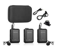 Movo WMX-1-DUO 2.4GHz Dual Wireless Lavalier Microphone System Compatible with DSLR Cameras, Camcorders, iPhone, Android Smartphones, and Tablets (60m Audio Range) - Great for Teaching Tutorials