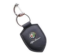 WMXSMGS Car Keychain for Alfa Romeo Junior 2024+, Leather Car Keychain with Anti-Lost D-Ring, Car Key Fob, Leather Car Keychain, Car Accessories,Black