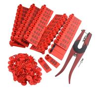 WMYCONGCONG 1-100 Number Plastic Livestock Ear Tag Animal Tag and 1 PCS Ear Tag Applicator for Goat Sheep (Red)