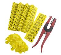WMYCONGCONG 1-100 Number Sheep Ear Tag Livestock Tags and 1 PCS Ear Tag Applicator Plier for Goat Sheep (Yellow)