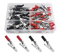 WMYCONGCONG 100 PCS Red and Black Metal Alligator Clips Crocodile Electrical Test Clamps with Plastic Hands for Laboratory Electric Testing