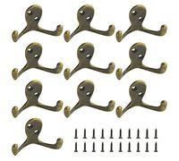 WMYCONGCONG 10Pcs Coat Hooks, Heavy Duty Double Prong Coat Hooks Wall Mounted with Screws, No Rust Black Metal Wall Hooks for Hanging Towel, Coat, Bag, Hat, Cup, Key