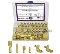 WMYCONGCONG 120 Pcs 4 Styles Shelf Bracket Pins Assortment Kit, Shelf Pegs Metal Nickel Plated Gold Cabinet Furniture Shelf Pin Support for Wardrobe Office Wood Shelving Bookshelf Closet Kitchen