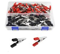 WMYCONGCONG 120 PCS Metal Alligator Clips Crocodile Clips, Electrical Test Cable Crocodile Clips Metal Croc Clips with Plastic Red Black Hands for Laboratory and Electrical Testing Work, Length 46mm