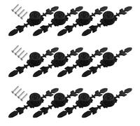 WMYCONGCONG 12Pcs 6.5" Kitchen Cabinet Drawer Knobs Vintage Black Drawer Pulls Door Knobs with Plate Antique Dresser Handles for Furniture Closet Wardrobe Furniture Door, Floral Pattern Black