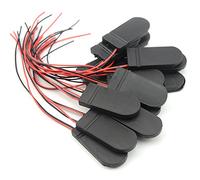 WMYCONGCONG 15 PCS Button Battery Holder 2x 3V CR2032 Battery Holder Coin Button Cell Battery Holders Case with ON/Off Switch Lead Wire Type (Black)