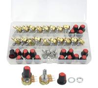 WMYCONGCONG 18 PCS B1K B2K B5K B10K B20K B50K B100K B500K B1M Ohm Knurled Shaft Linear Rotary Taper Potentiometer Kit with Cap (18 PCS)