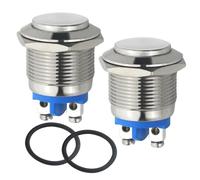 WMYCONGCONG 2 PCS 19mm 3/4 Mounting Hole Metal Momentary Push Button Switch, Waterproof Car Switch Start Button for Car RV Truck Boat Marine (Sliver)
