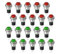 WMYCONGCONG 20 PCS Momentary SPST Metal Push Button Switch 10mm AC 125V 5A, AC 250V 6A Red Green Cap