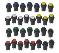 WMYCONGCONG 30 PCS 12mm Self-Locking Latching Push Button Switch SPST ON/OFF AC 250V/1.5A 125V/3A, Lockable Mini Round Rocker Switch for Car Trumpet, PC, Table Lamp, Home Doorbell