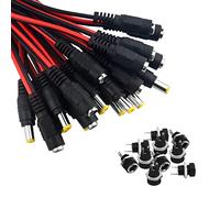 WMYCONGCONG 30pcs DC Power Pigtail Barrel Plug Connector Cable, 2.1mm x 5.5mm Male Female DC Power Pigtail Connector and DC Power Jack Socket Female Panel Mount Connector