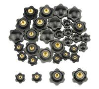 WMYCONGCONG 32 PCS Star Knob Black Nylon Screw-On Type Threaded Knob Nuts Star Shape Hand Tighten Clamping Knobs M4 M6 M8 M10