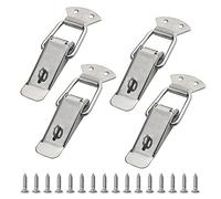 WMYCONGCONG 4 Pack 04 Stainless Steel Spring Loaded Toggle Latch Hardware Locking Hasp, 112mmm Overall Length Safety Metal Latches Clamp and Catches for Trunk, Case, Cabinet Box, and Chest, Toolbox