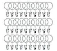 WMYCONGCONG 40 PCS 25mm Metal Curtain Rings with Clips, Drapery Clips Hooks 1 Inch Interior Diameter Eyelets Decorative Vintage Rustproof Window Curtain Hangers for Decor Drapes, Bows, Caps etc, White