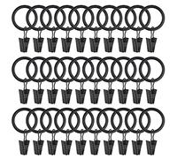 WMYCONGCONG 40 PCS Metal Black Curtain Rings with Clips, Drapery Clips Hooks, Decorative Curtain Rod Clips 25mm Interior Diameter, fits up to 5/8 inch curtain rod
