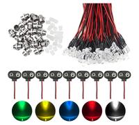 WMYCONGCONG 70 PCS Mixed Color 12V DC 5mm Light Emitting Diodes Pre Wired 20cm Bulb Lamp w/ 20 PCS 5mm Light Emitting Diode Holder w/ 10 PCS 9V Battery Clip Connector